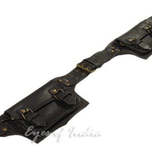 Black Leather Belt Waist Hip Bum Bag Pouch Fanny P